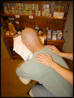 man getting a chair massage